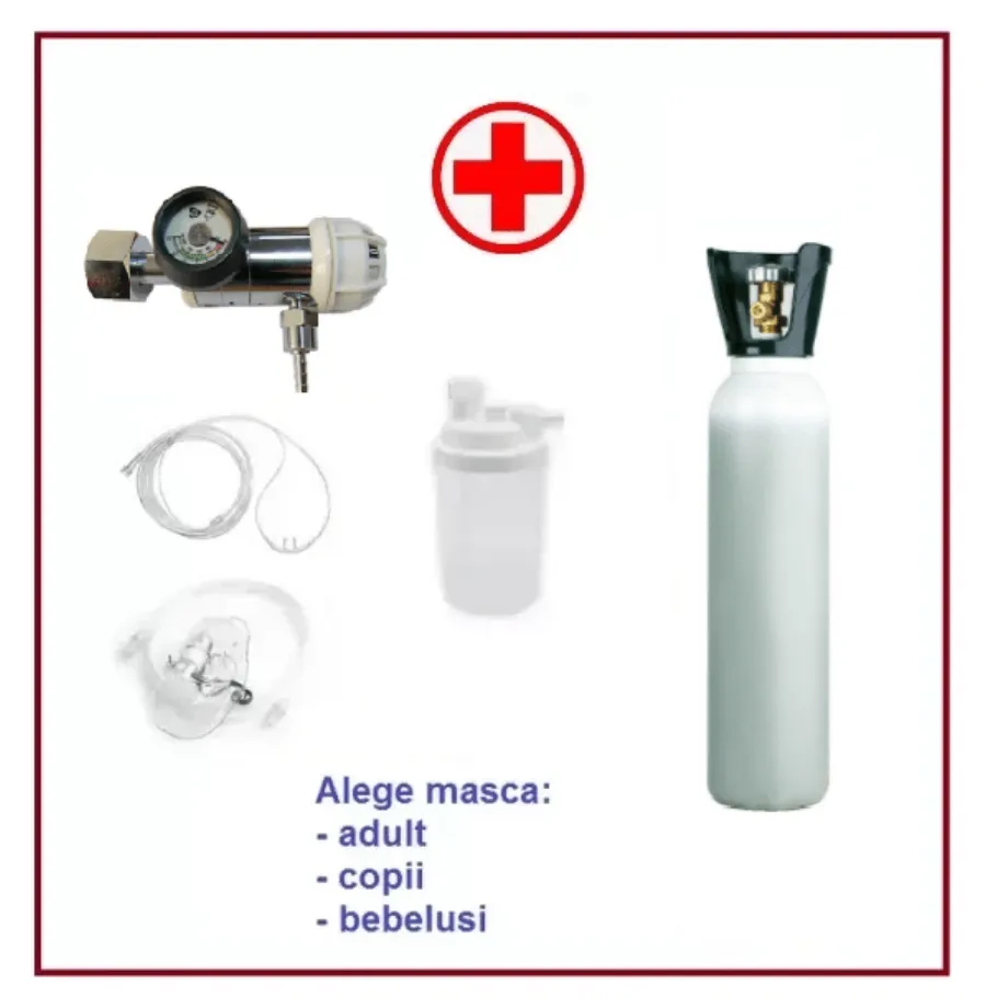 Set butelie aluminiu pentru oxigen, 3 litri